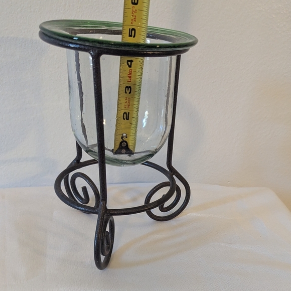 Glass Candle Holder With Metal Stand - Picture 6 of 8
